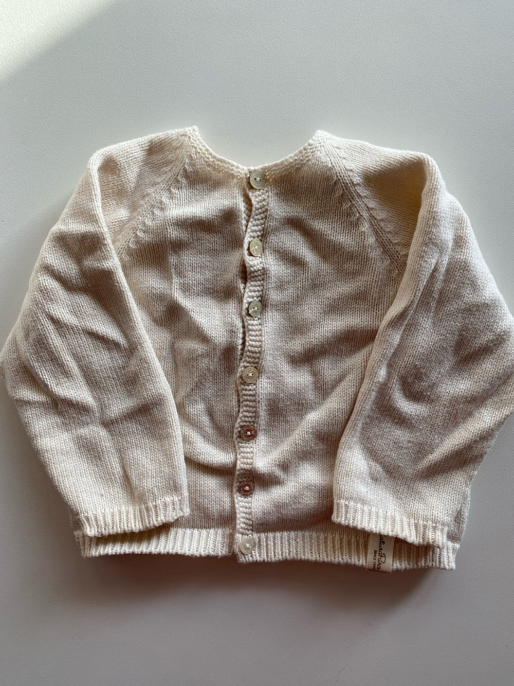 Classic Cream Mother of Pearl Button kids Sweater organic cotton